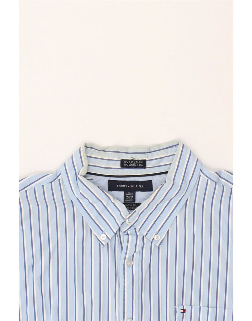 TOMMY HILFIGER Mens Custom Fit Shirt Size 17/12 18 XL Blue Striped Cotton Vintage Tommy Hilfiger and Second-Hand Tommy Hilfiger from Messina Hembry 