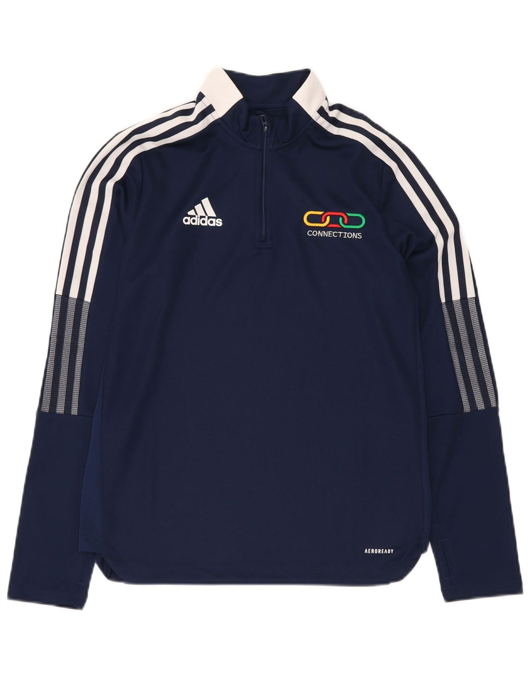 ADIDAS Boys Aeroready Graphic Pullover Tracksuit Top 13-14 Years Navy Blue