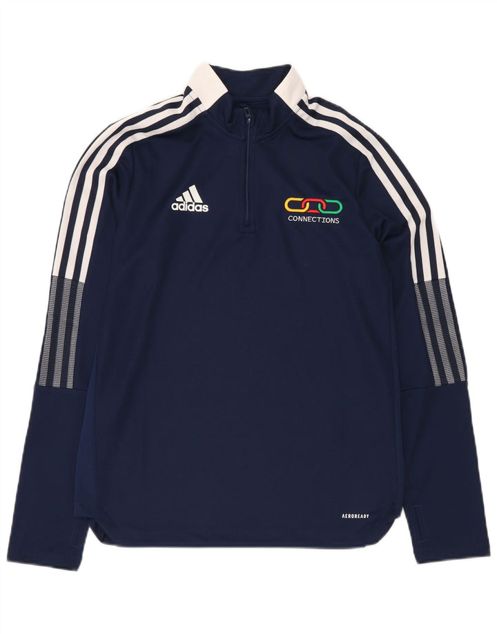 ADIDAS Boys Aeroready Graphic Pullover Tracksuit Top 13-14 Years Navy Blue