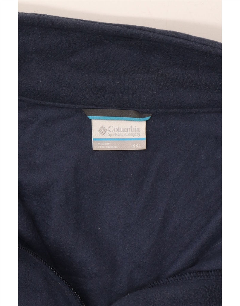 COLUMBIA Mens Zip Neck Fleece Jumper 2XL Navy Blue Polyester Vintage Columbia and Second-Hand Columbia from Messina Hembry 