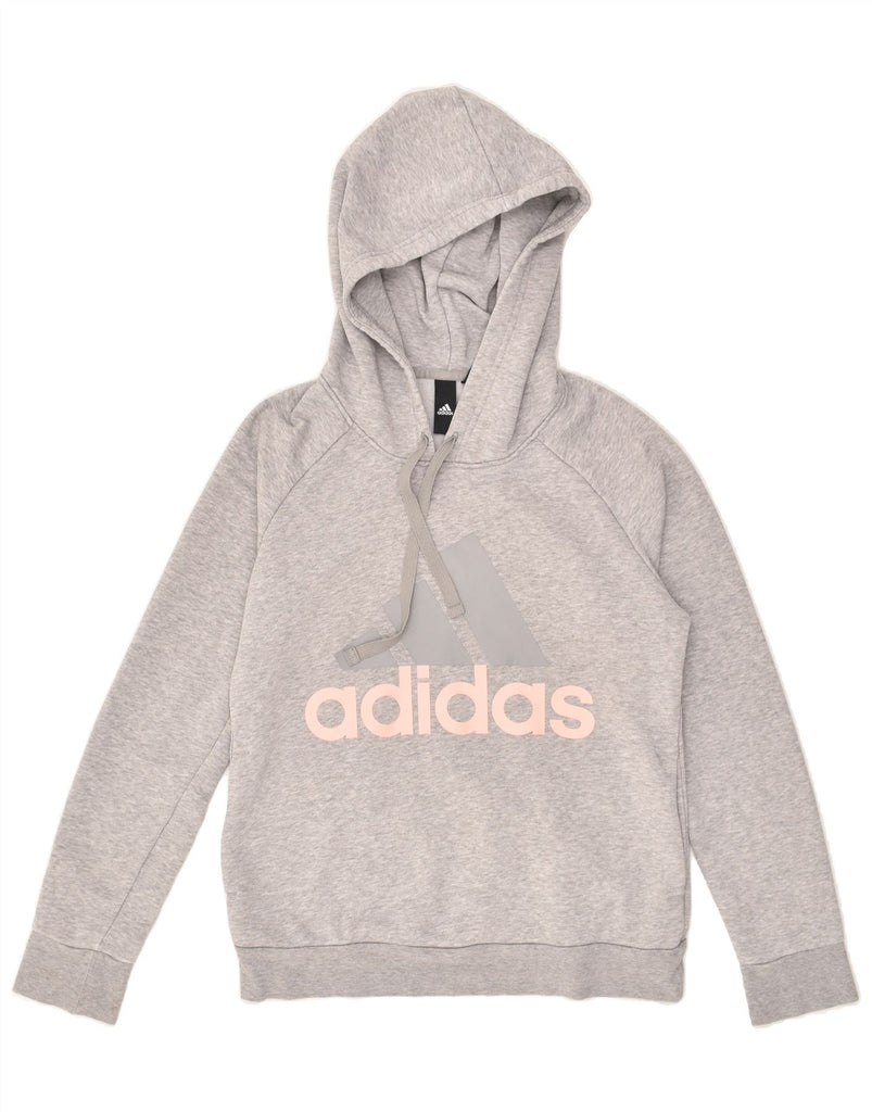 ADIDAS Womens Graphic Hoodie Jumper UK 10 Small Grey Cotton Vintage Adidas and Second-Hand Adidas from Messina Hembry 