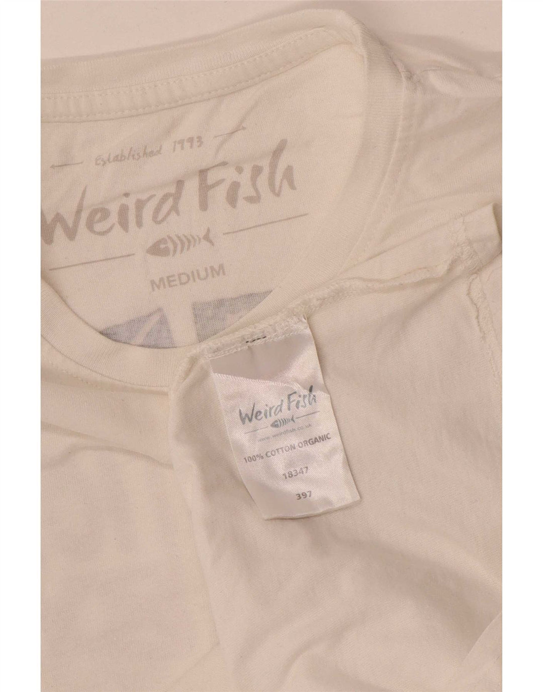 Weird Fish Mens Graphic T-Shirt Top Medium White Cotton