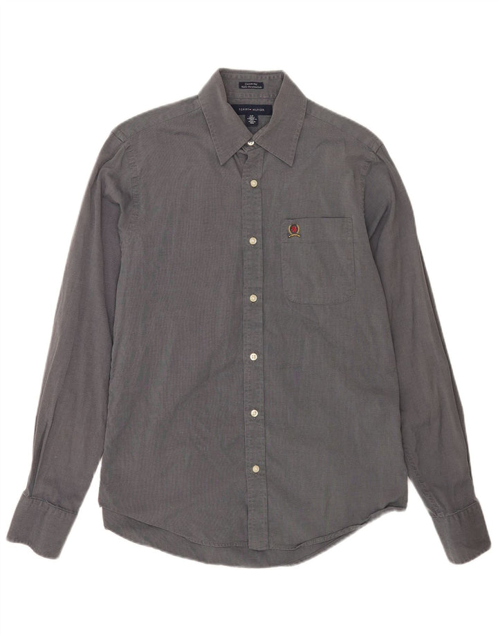 Tommy Hilfiger Mens Custom Fit Shirt Small Navy Blue Cotton