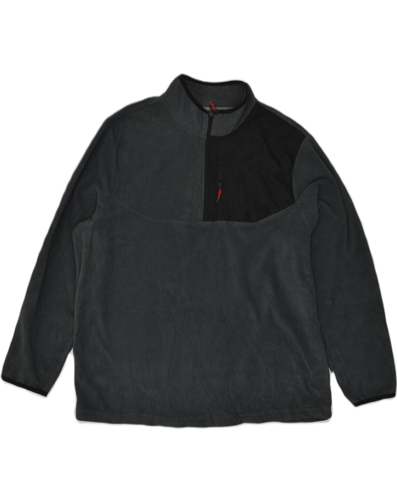 STARTER Mens Zip Neck Fleece Jumper XL Grey Polyester | Vintage Starter | Thrift | Second-Hand Starter | Used Clothing | Messina Hembry 