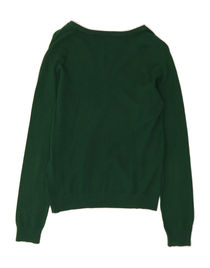 ZARA Womens V-Neck Jumper Sweater UK 12 Medium Green Cotton Vintage Zara and Second-Hand Zara from Messina Hembry 