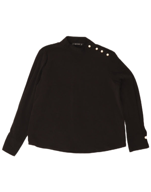 Zara Womens Long Sleeve Blouse Top UK 14 Medium Black Polyester