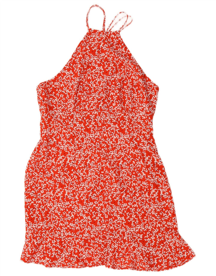 Zara Womens Halter Dress UK 12 Medium Red Floral
