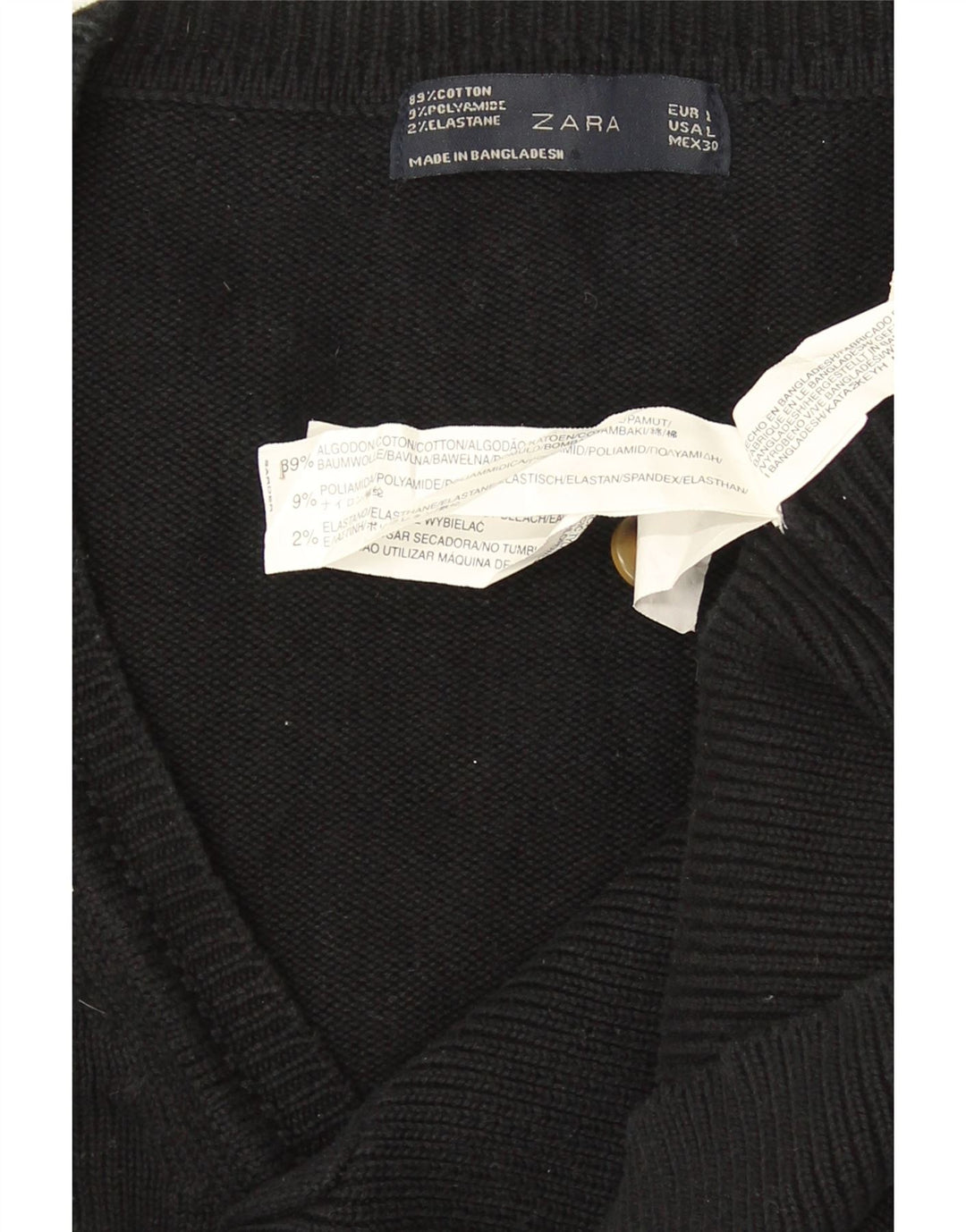 Zara Womens Cardigan Sweater UK 16 Large Black Cotton