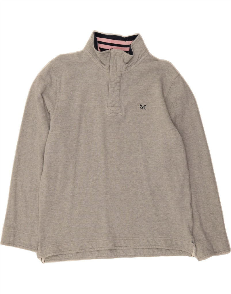 CREW CLOTHING Mens Zip Neck Sweatshirt Jumper Large Grey Cotton Vintage Crew Clothing and Second-Hand Crew Clothing from Messina Hembry 