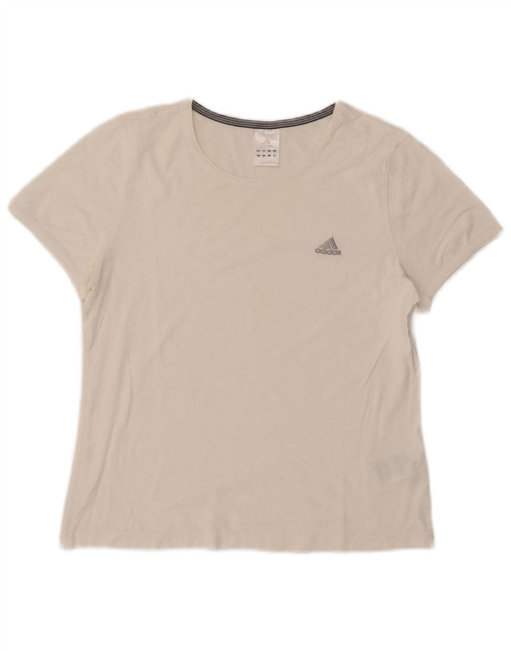 Adidas Womens T-Shirt Top UK 14 Medium White Cotton