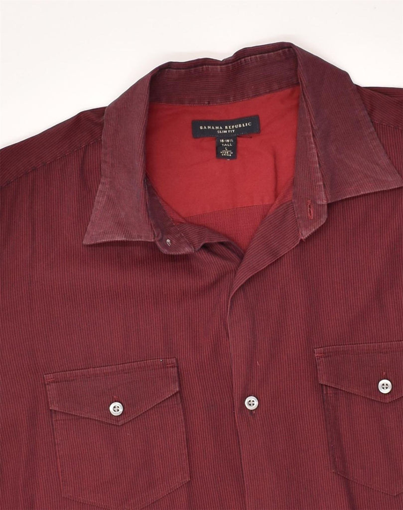 BANANA REPUBLIC Mens Tall Slim Fit Shirt Size 16 1/2 Large Maroon | Vintage Banana Republic | Thrift | Second-Hand Banana Republic | Used Clothing | Messina Hembry 