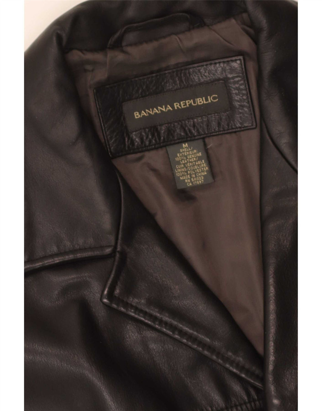 Banana Republic Mens Leather Coat UK 38 Medium Black