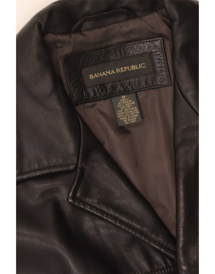 Banana Republic Mens Leather Coat UK 38 Medium Black