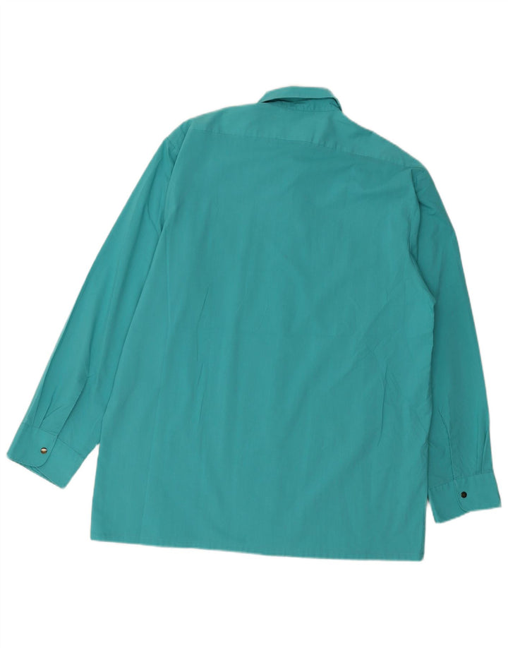 DADI Mens Military Shirt Size 40 Medium Turquoise Polyester