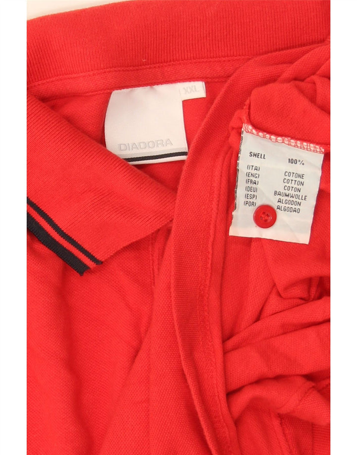 Diadora Mens Polo Shirt 2XL Red Cotton