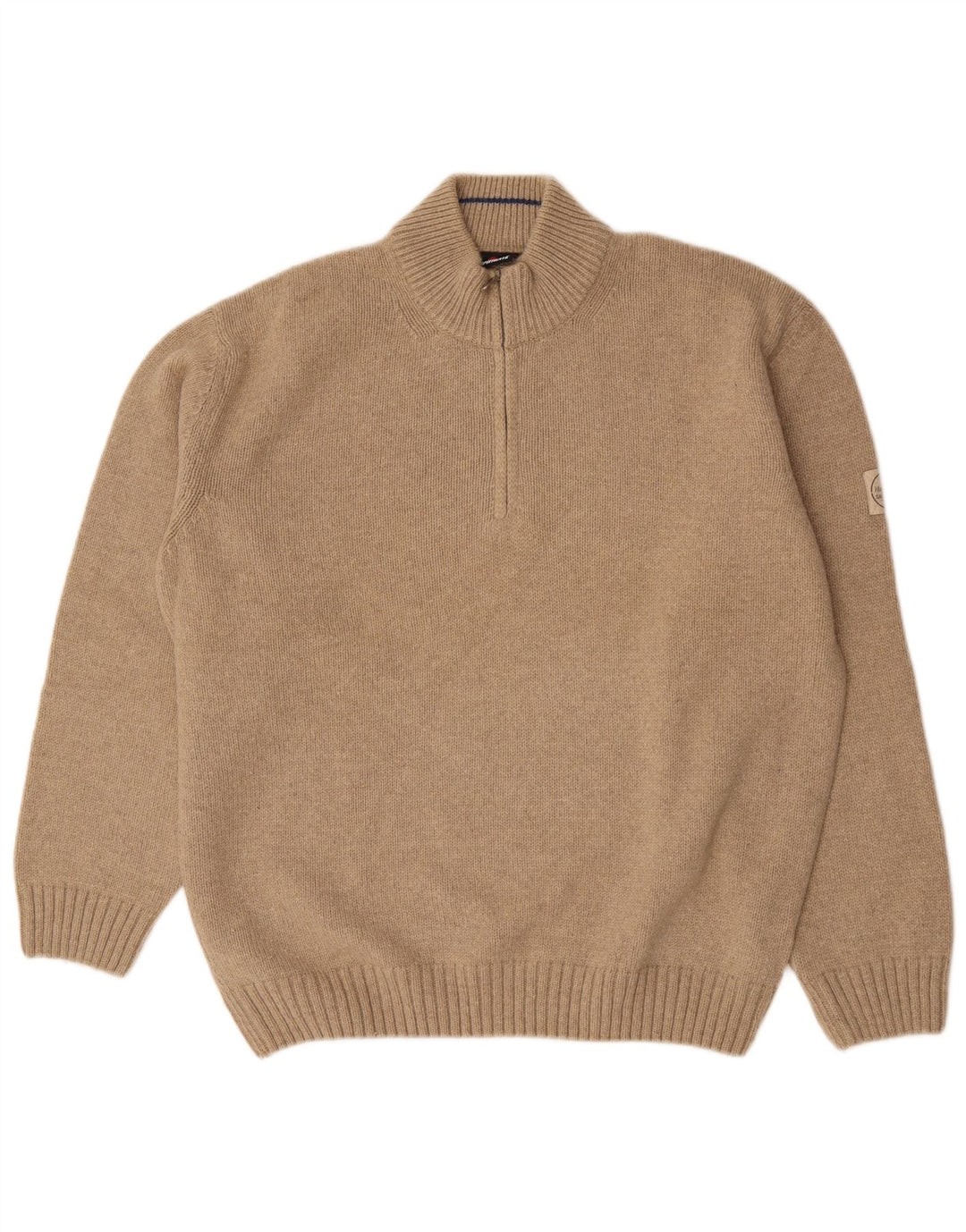 Murphy & Nye Mens Zip Neck Jumper Sweater 2XL Beige Wool
