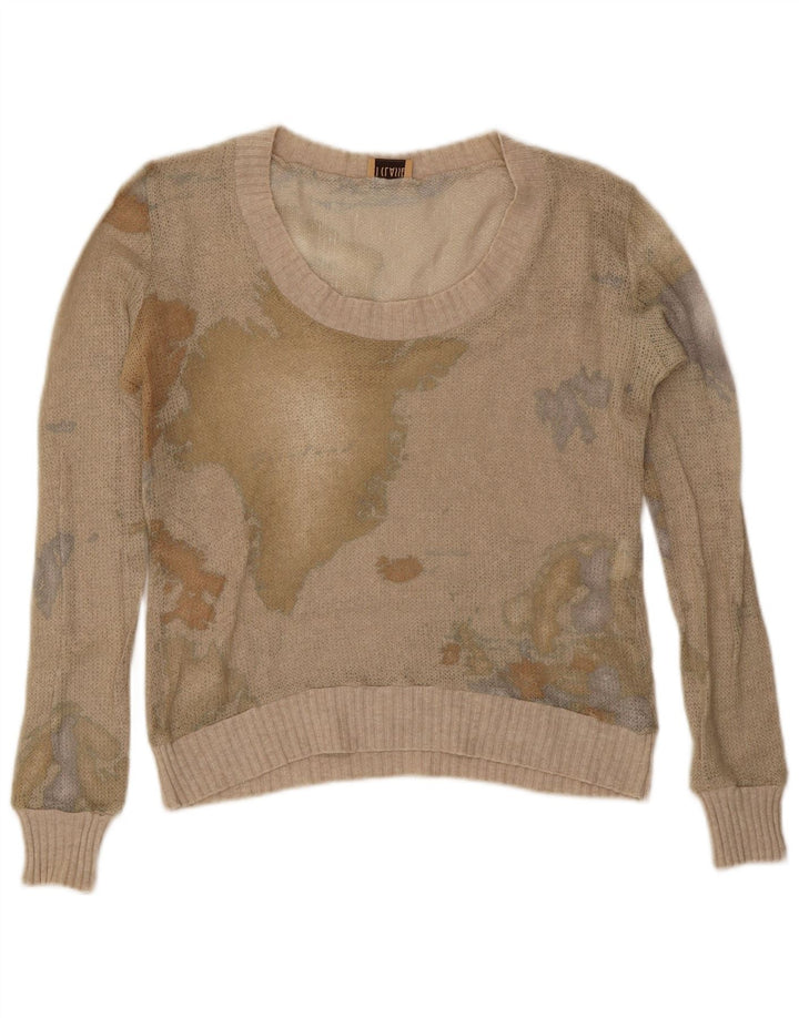 ALVIERO MARTINI Womens Boat Neck Jumper Sweater UK 14 Medium Beige
