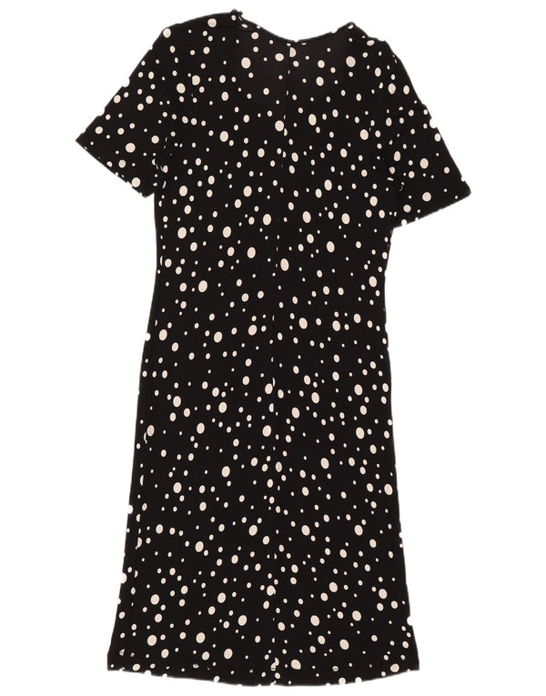 Vintage Womens See Through Maxi Dress UK 16 Large Black Polka Dot