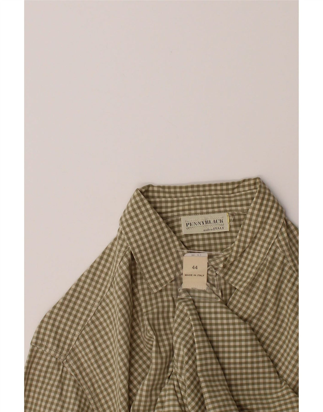 PENNY BLACK Womens Longline Shirt IT 44 Medium Khaki Check Cotton Vintage Penny Black and Second-Hand Penny Black from Messina Hembry 