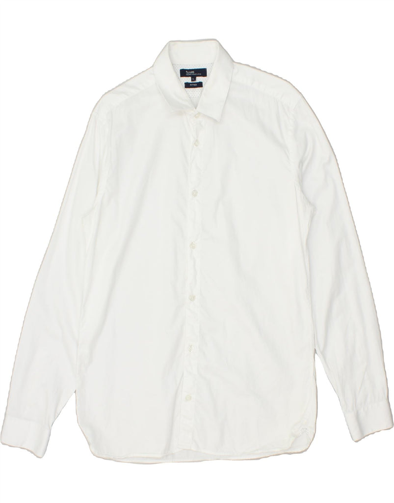 JULES Mens Fitted Shirt Large White Cotton | Vintage Jules | Thrift | Second-Hand Jules | Used Clothing | Messina Hembry 