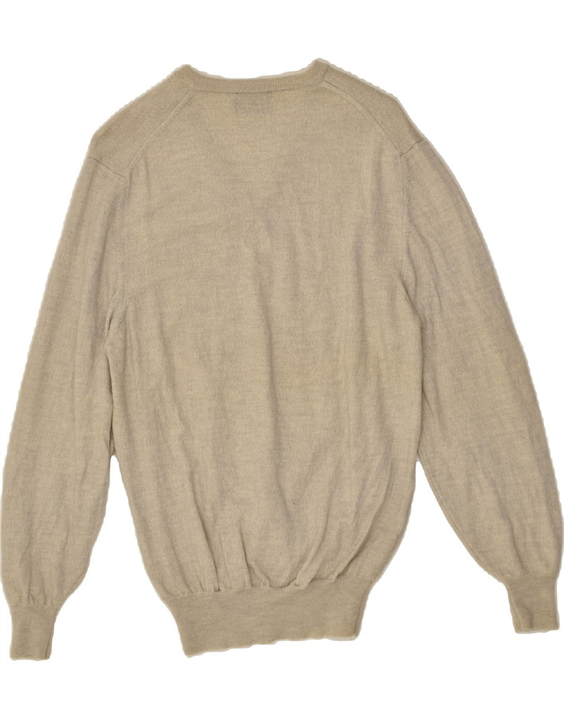 OLD FARWAY Mens V-Neck Jumper Sweater IT 48 Small Beige Wool | Vintage Old Farway | Thrift | Second-Hand Old Farway | Used Clothing | Messina Hembry 