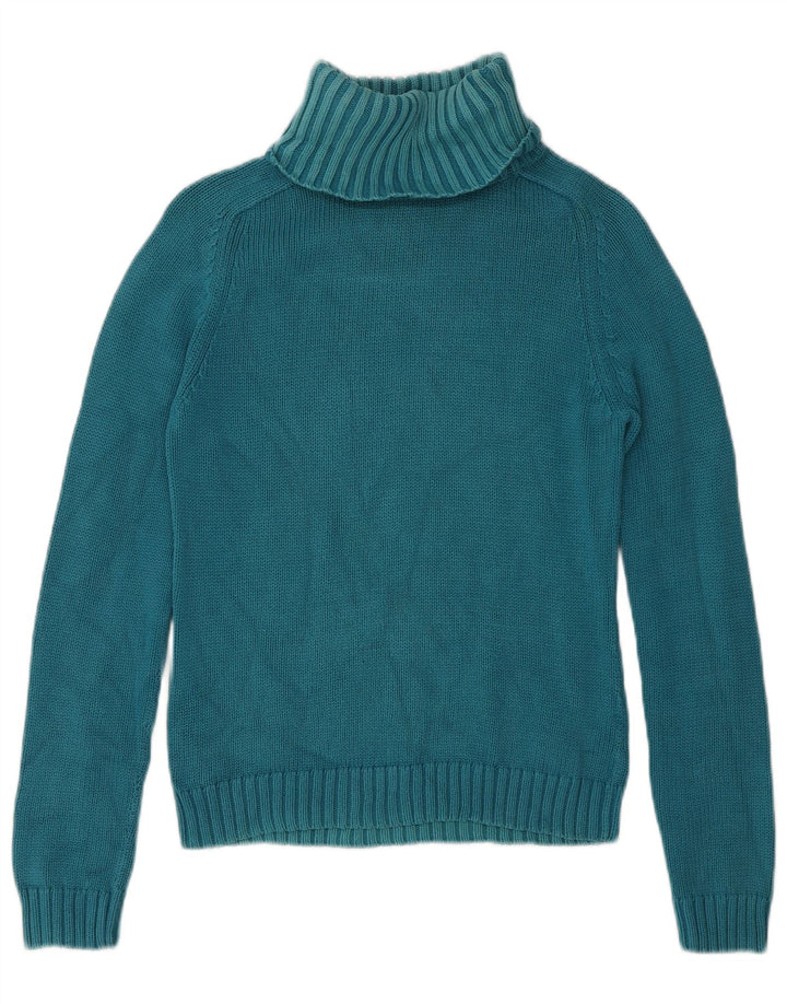 Massimo Dutti Womens Roll Neck Jumper Sweater UK 12 Medium Blue Cotton