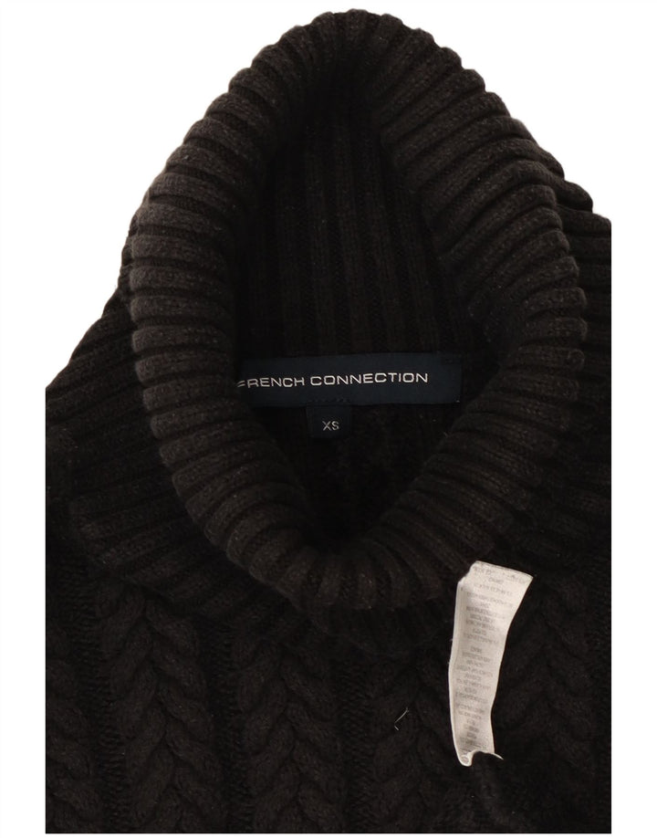 FRENCH CONNECTION Womens Oversized Roll Neck Jumper Sweater UK 6 XS Black