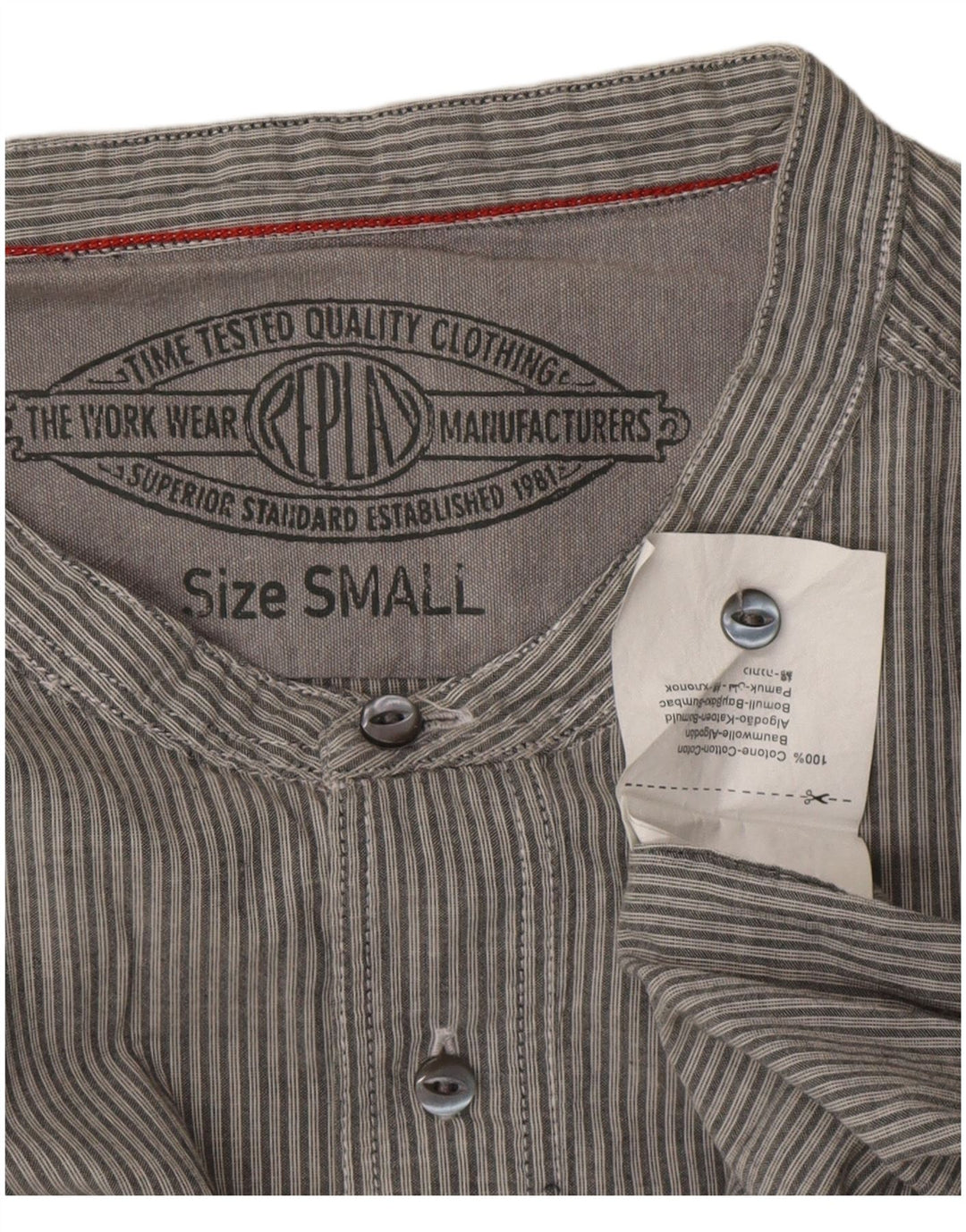 REPLAY Mens Shirt Small Grey Pinstripe Cotton