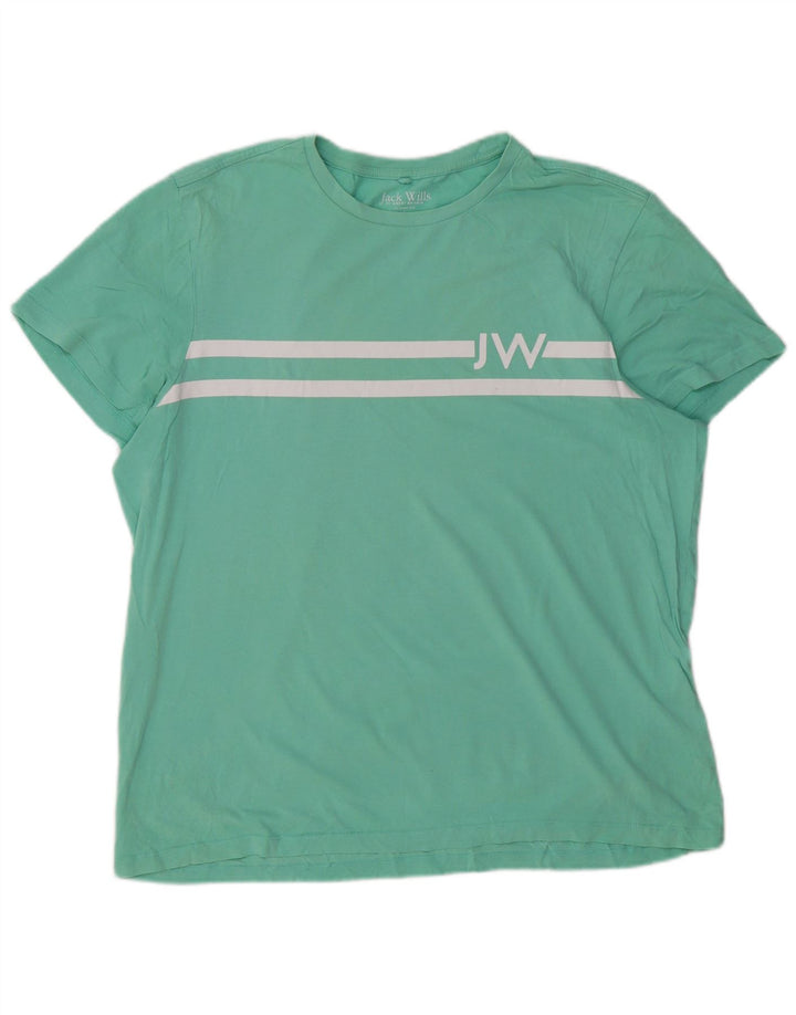 JACK WILLS Mens Classic Fit Graphic T-Shirt Top Large Green Cotton