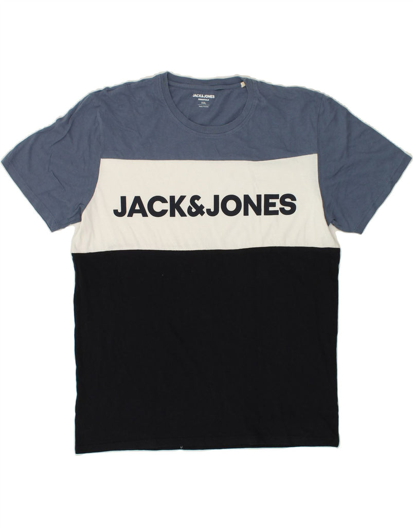 JACK & JONES Mens Graphic T-Shirt Top 2XL Multicoloured Colourblock Cotton | Vintage Jack & Jones | Thrift | Second-Hand Jack & Jones | Used Clothing | Messina Hembry 