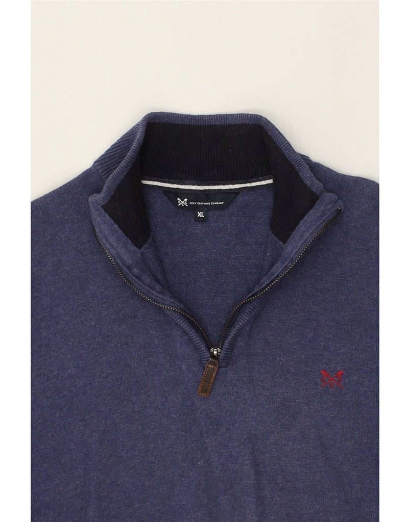 CREW CLOTHING Mens Zip Neck Jumper Sweater XL Navy Blue Cotton | Vintage Crew Clothing | Thrift | Second-Hand Crew Clothing | Used Clothing | Messina Hembry 