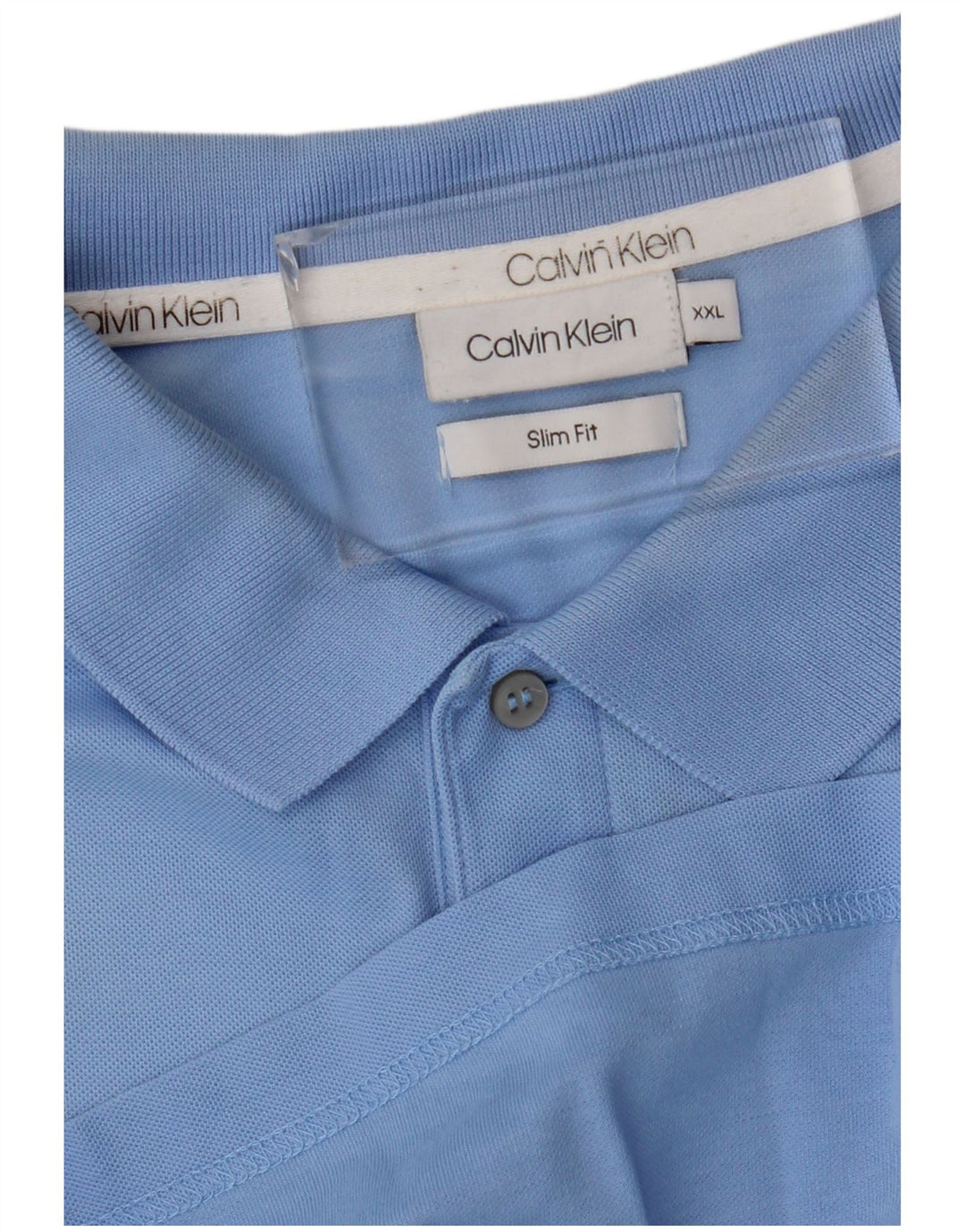 Calvin Klein Mens Slim Fit Polo Shirt 2XL Blue