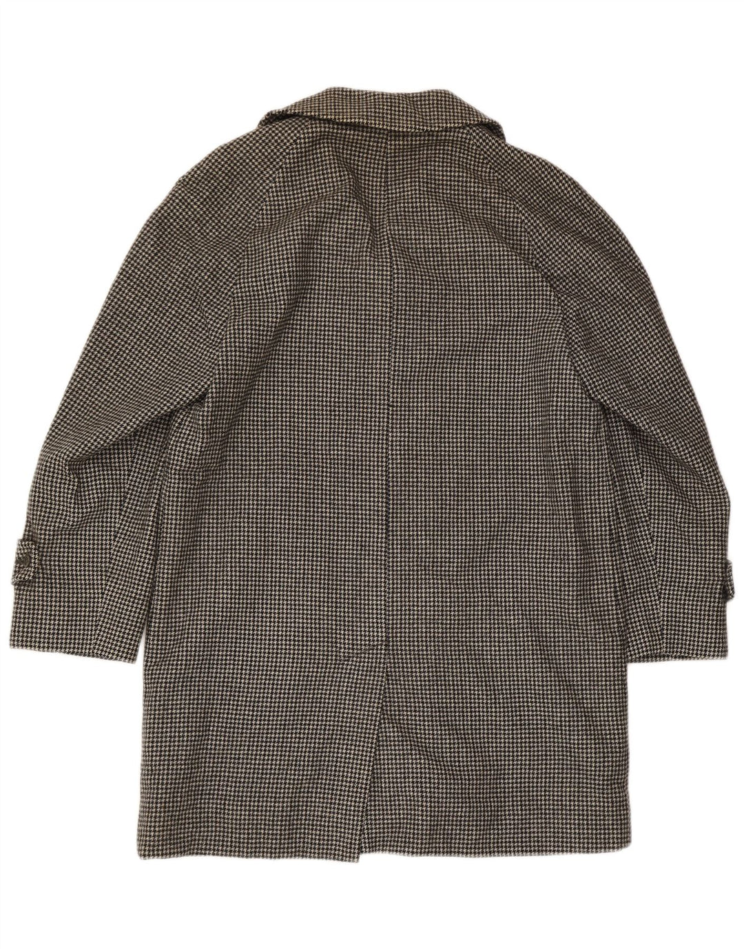 Aquascutum Mens Overcoat UK 36 Small Black Houndstooth Wool Classic