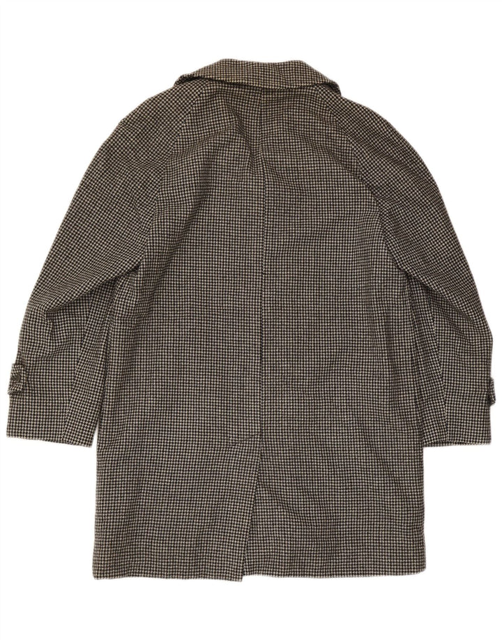Aquascutum Mens Overcoat UK 36 Small Black Houndstooth Wool Classic