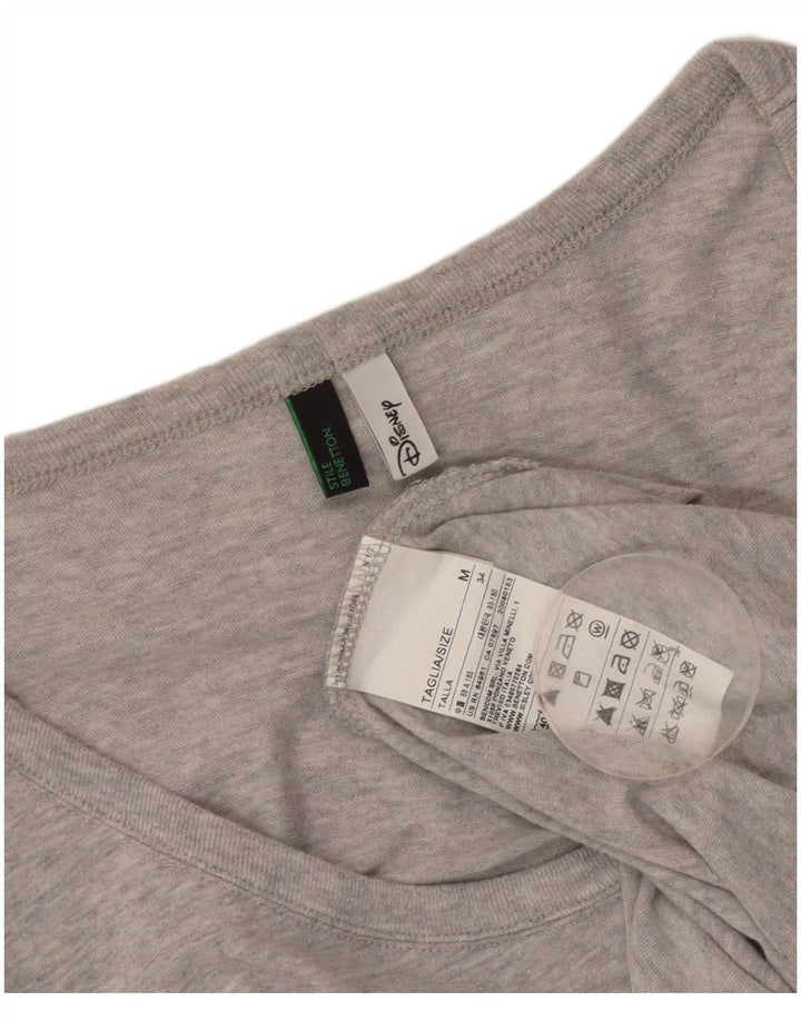 Benetton Womens Minnie Graphic Top Long Sleeve Medium Grey Cotton