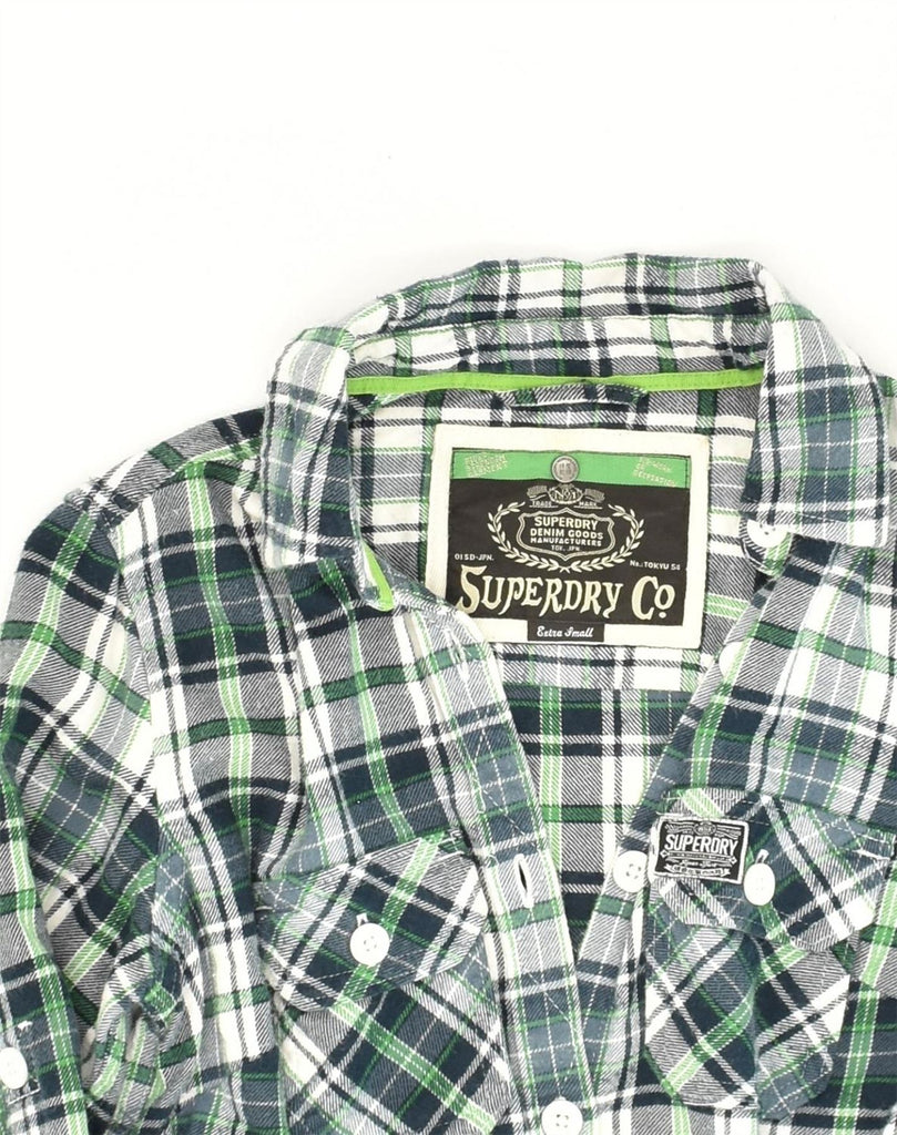 SUPERDRY Womens Shirt UK 6 XS Green Check Cotton | Vintage Superdry | Thrift | Second-Hand Superdry | Used Clothing | Messina Hembry 