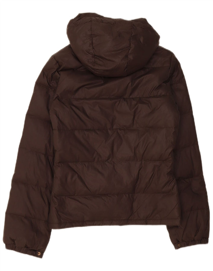 Benetton Womens Hooded Padded Jacket IT 40 Small Brown Polyamide