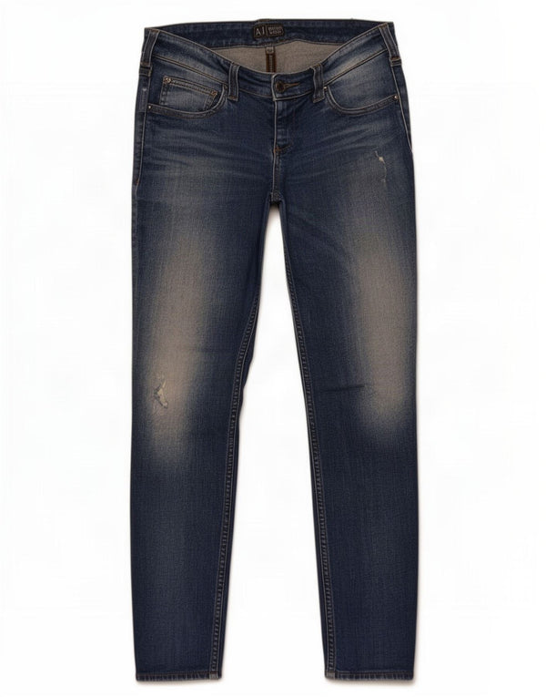 Armani Womens Distressed Skinny Jeans W27 L29 Blue Cotton