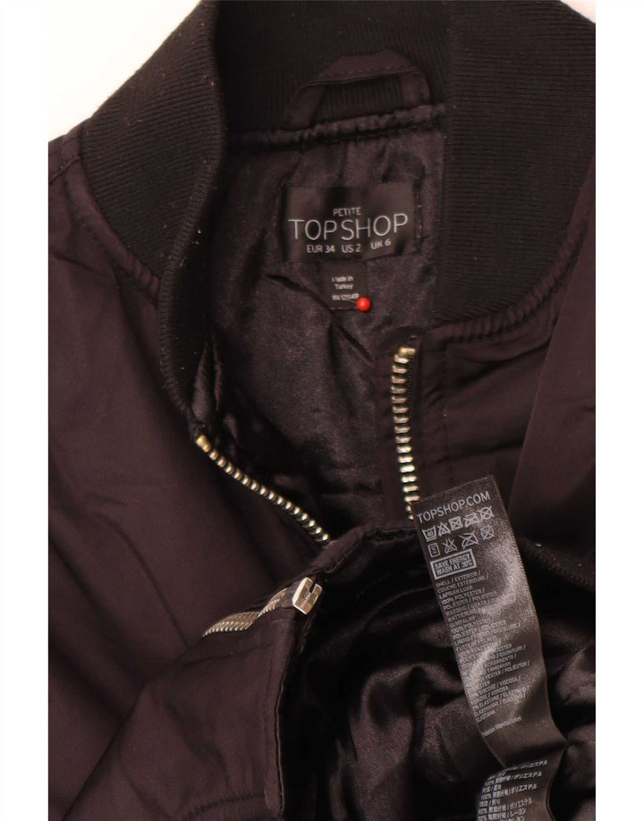 Topshop Womens Oversized Bomber Jacket UK 6 XS Black Polyester