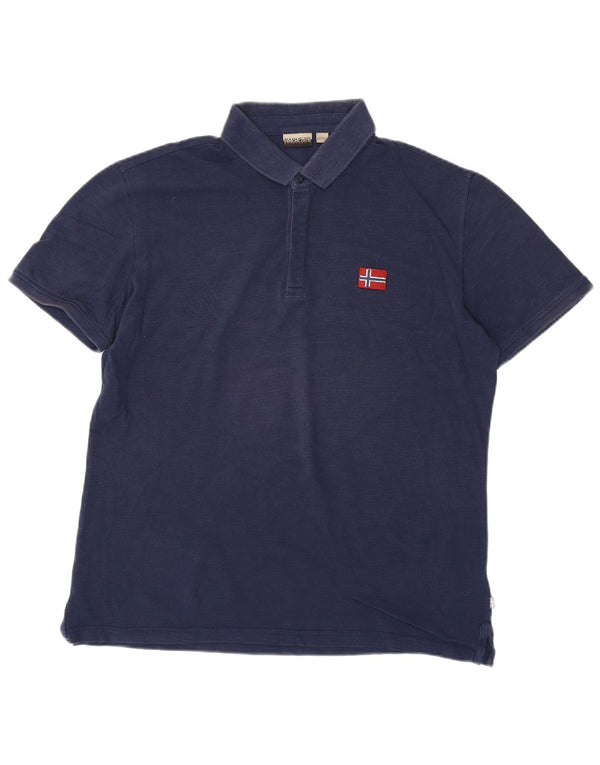 NAPAPIJRI Mens Polo Shirt XL Navy Blue Cotton
