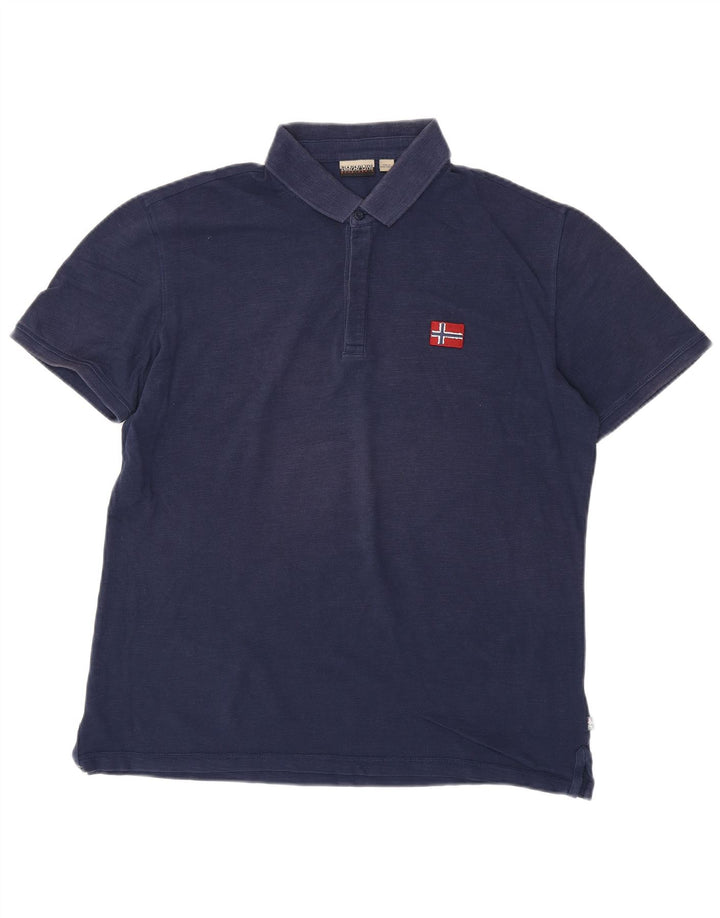 NAPAPIJRI Mens Polo Shirt XL Navy Blue Cotton