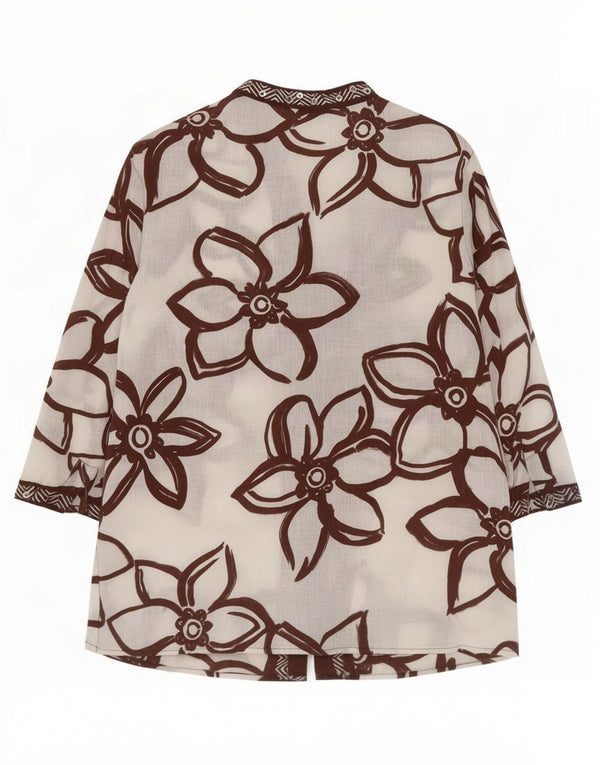 Laura Ashley Womens 3/4 Sleeve Shirt Blouse UK 10 Small White Floral