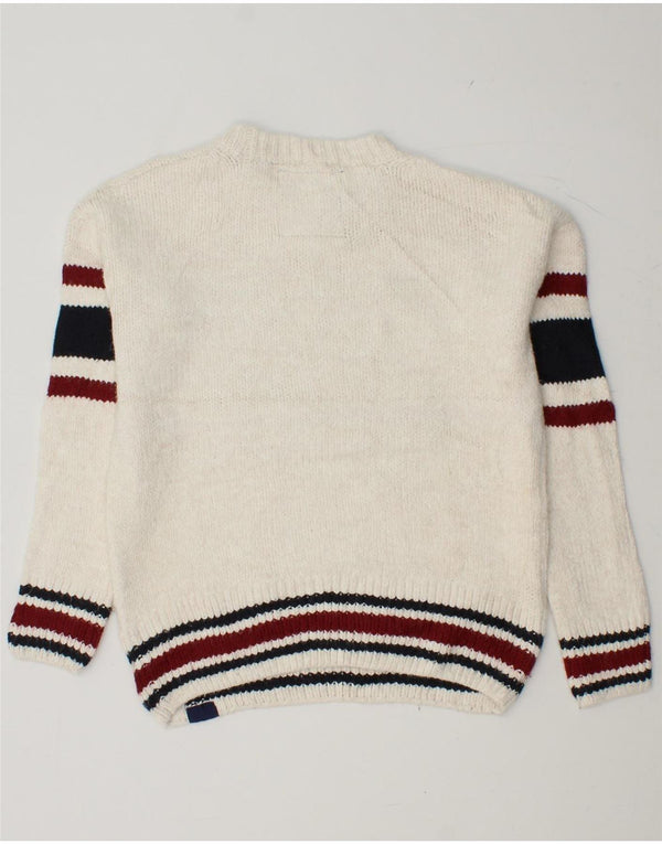 SUPERDRY Womens Crew Neck Jumper Sweater UK 6 XS White Colourblock