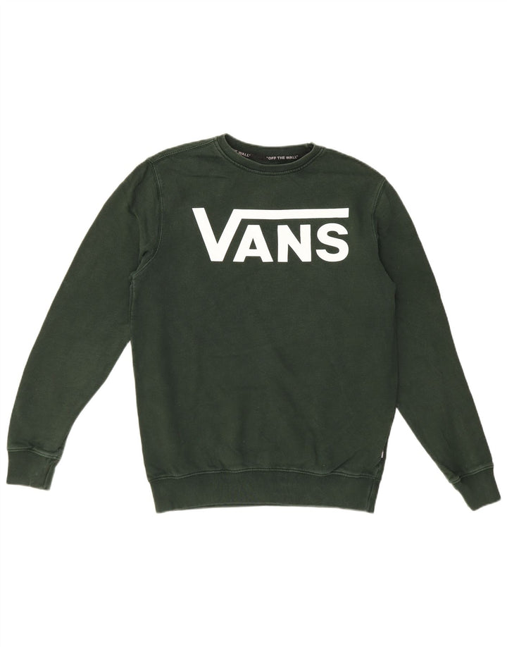 Vans Mens Graphic Sweatshirt Jumper Small Green Cotton