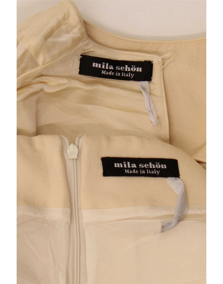 Mila Schon Womens 2 Piece Skirt Set IT 42 Medium W26 Beige Wool