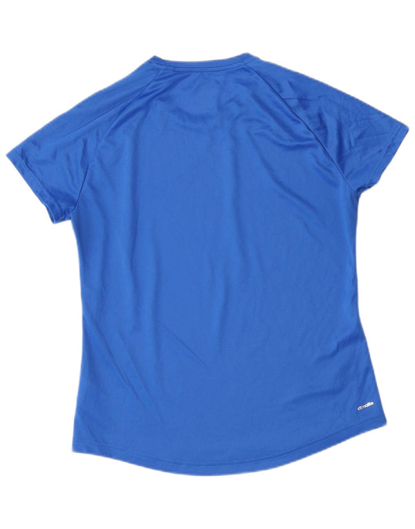 Adidas Womens Climalite T-Shirt Top UK 12/14 Medium Blue Polyester