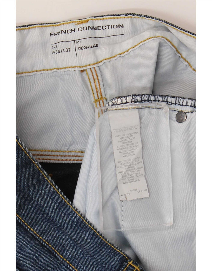 French Connection Mens Regular Fit Straight Jeans W34 L32 Navy Blue Cotton