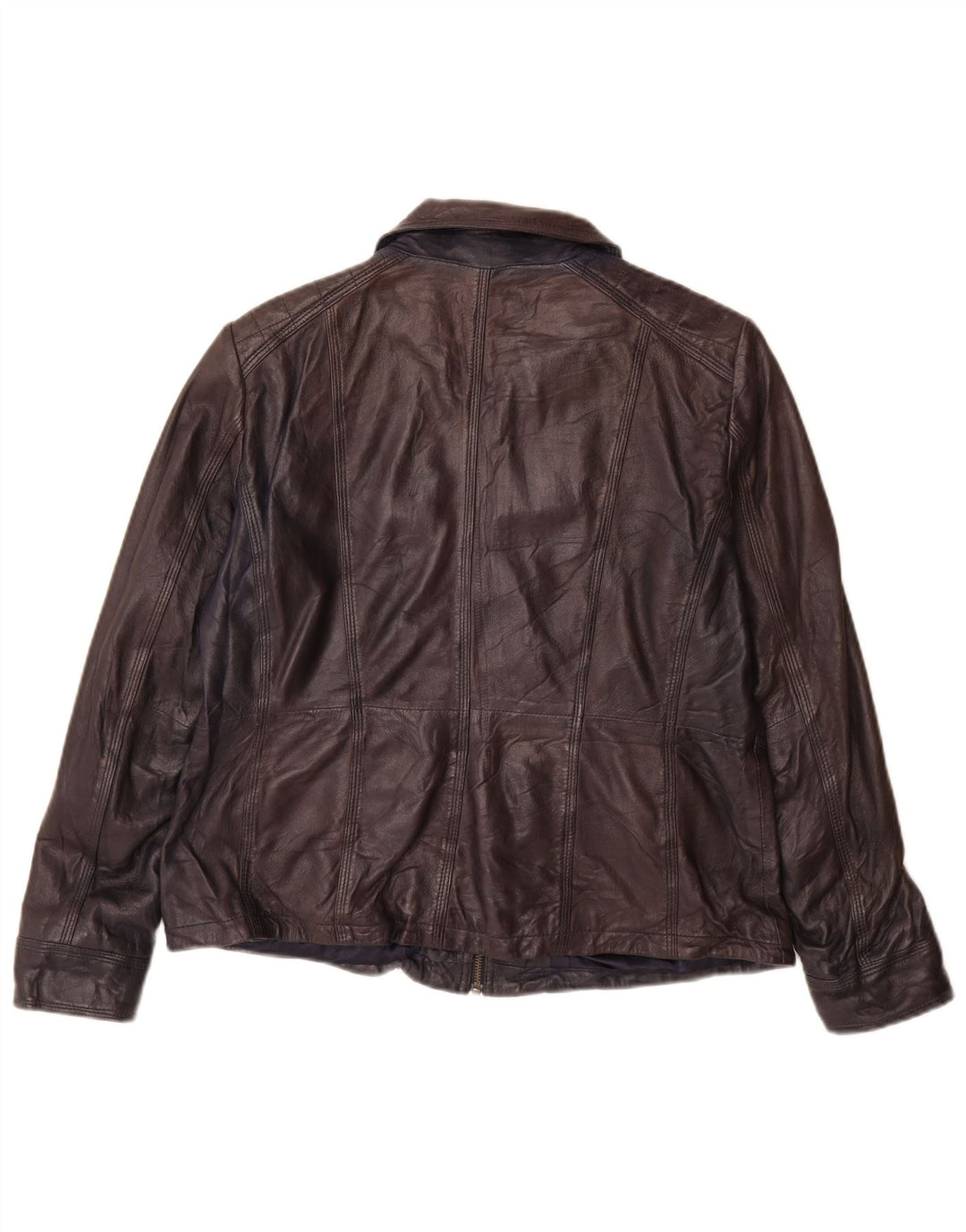 Mainpol Womens Leather Jacket UK 16 Large  Navy Blue Leather