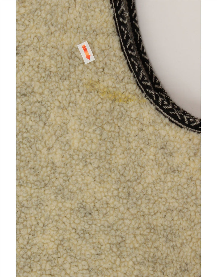 VINTAGE Mens Sherpa Gilet IT 52/54 XL Beige New Wool