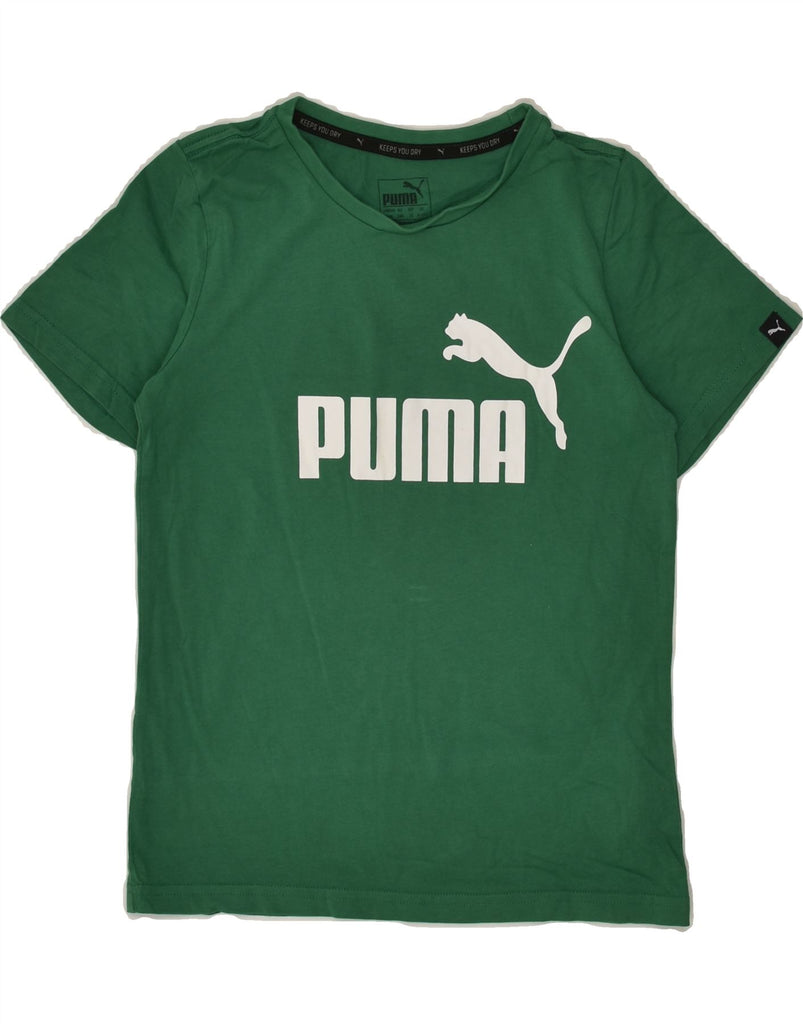 PUMA Boys Graphic T-Shirt Top 8-9 Years Green Cotton | Vintage Puma | Thrift | Second-Hand Puma | Used Clothing | Messina Hembry 